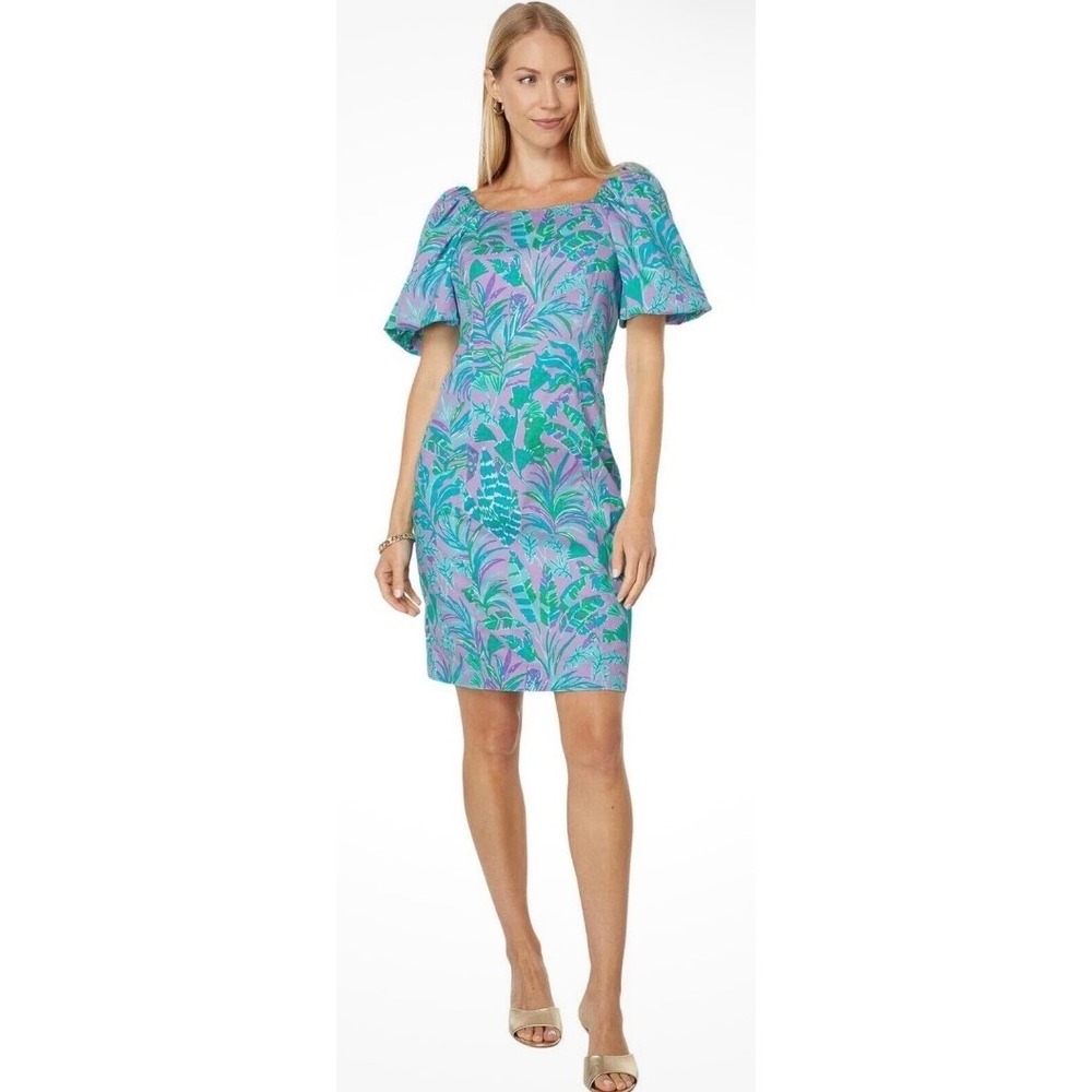 Lilly Pulitzer Lettie Mini Dress Puff Sleeve On the Chase Purple Iris 8 NWT $198 - Picture 15 of 15